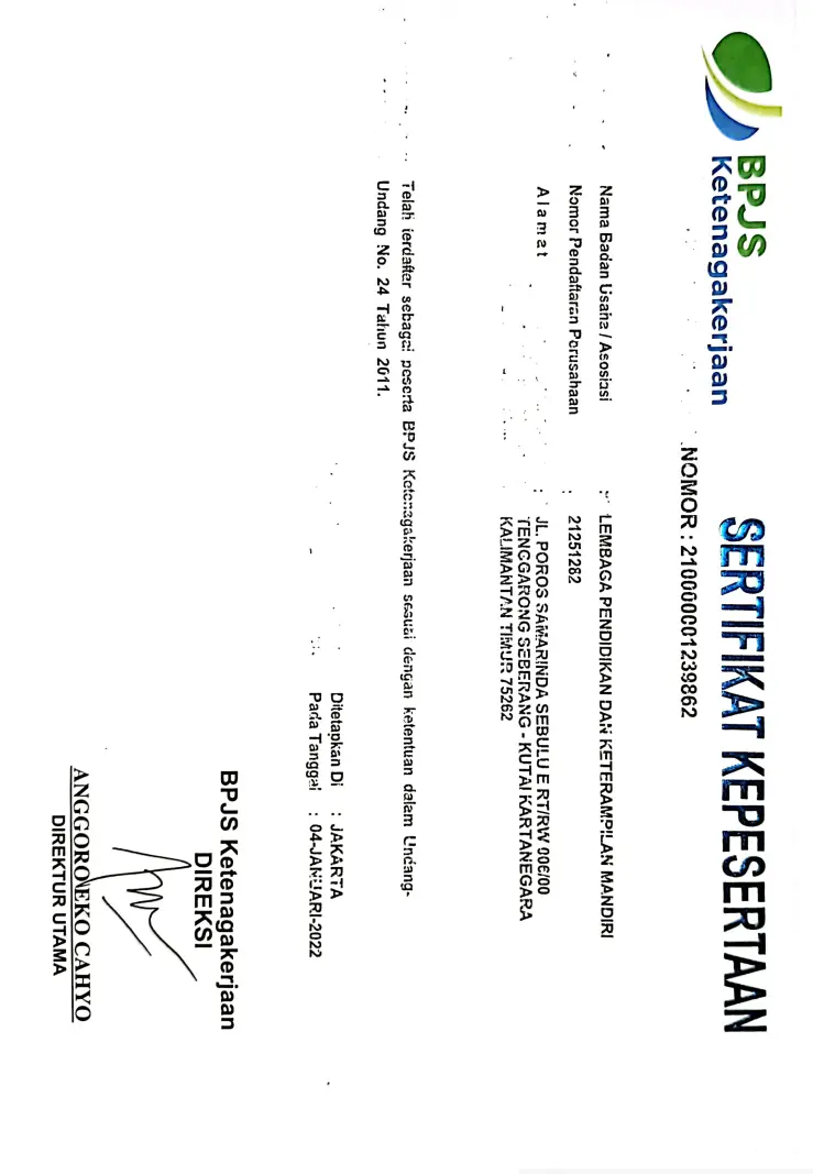 Sertifikat Kepesertaan<br>