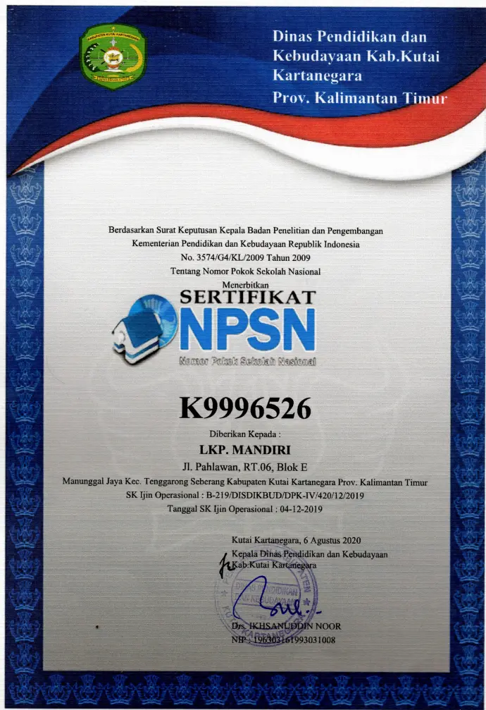 Sertifikat NPSN<br>